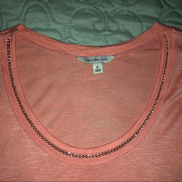 Calvin Klein Coral/Melon Chain Detail Top SzXL ECU - Picture 8 of 8